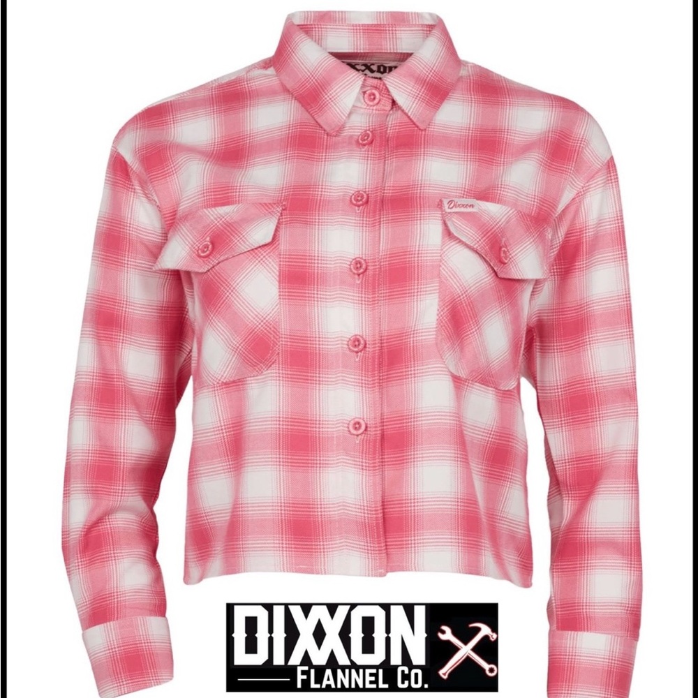NWT The Valentine Pink DIXXON Crop Flannel Size Medium